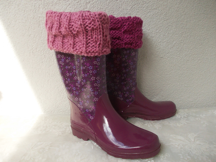 Strickstulpen für Gummistiefel/Boots, f. Erwachsene/Kinder, 4 Mustervarianten, unisex