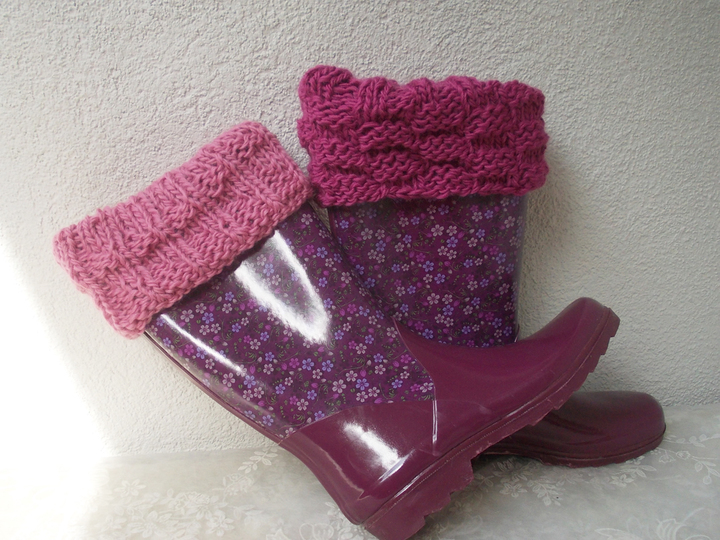 Strickstulpen für Gummistiefel/Boots, f. Erwachsene/Kinder, 4 Mustervarianten, unisex