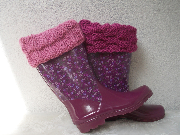 Strickstulpen für Gummistiefel/Boots, f. Erwachsene/Kinder, 4 Mustervarianten, unisex