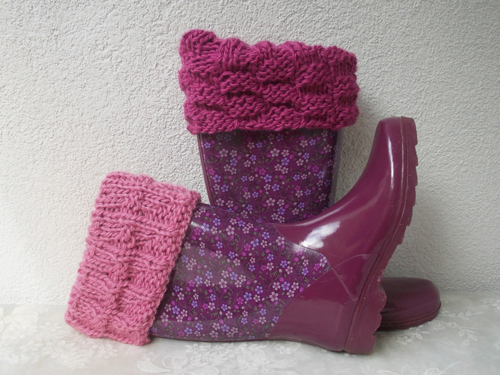 Strickstulpen für Gummistiefel/Boots, f. Erwachsene/Kinder, 4 Mustervarianten, unisex