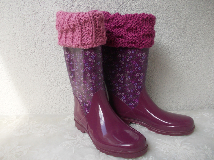 Strickstulpen für Gummistiefel/Boots, f. Erwachsene/Kinder, 4 Mustervarianten, unisex