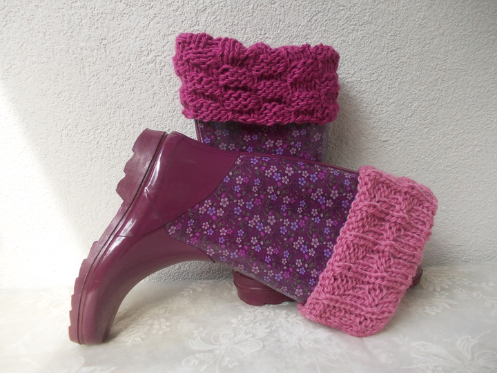 Strickstulpen für Gummistiefel/Boots, f. Erwachsene/Kinder, 4 Mustervarianten, unisex