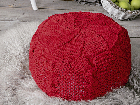 Gestrickter Pouf in Apfelform