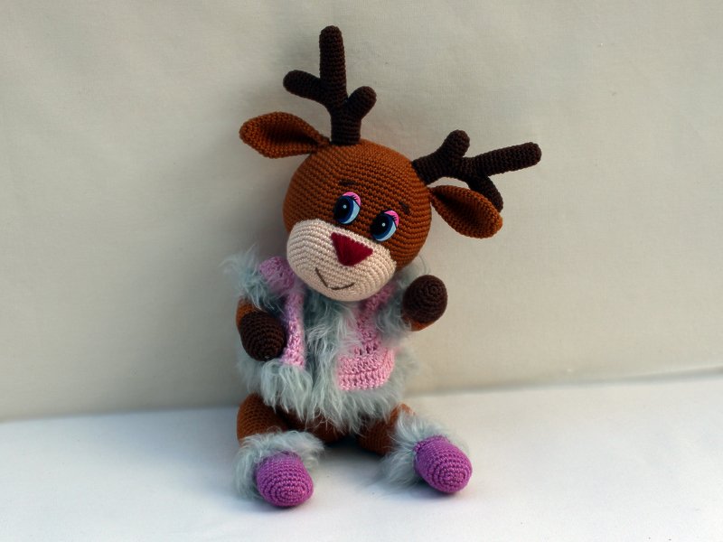 Häkelanleitung Elli, der frierende Elch