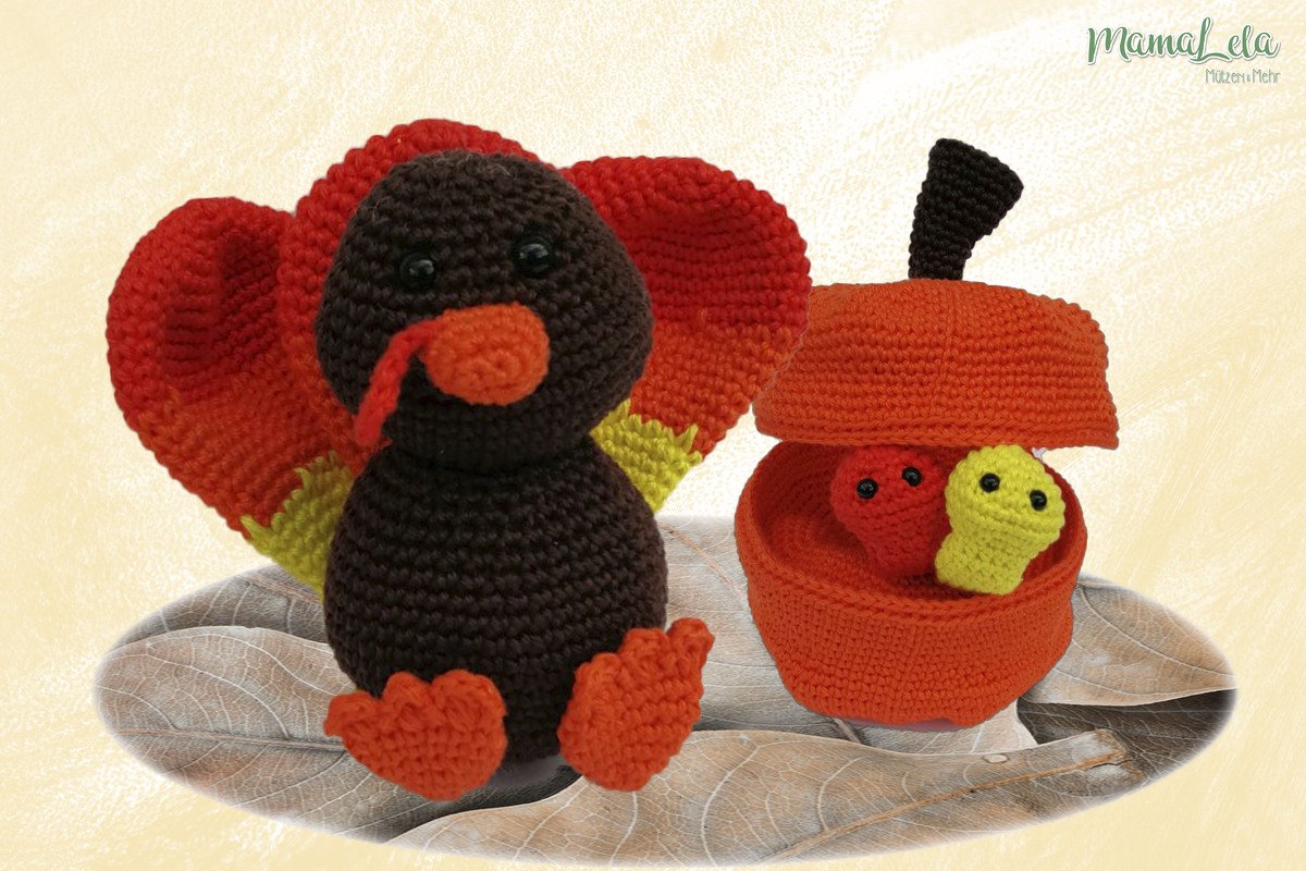 Truthahnbaby mit Kürbis - Häkelanleitung