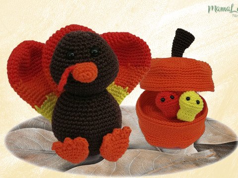 Truthahnbaby mit Kürbis - Häkelanleitung