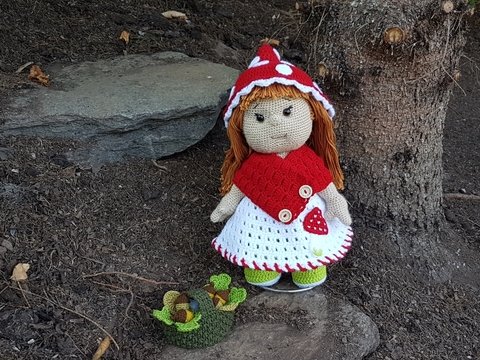 Häkelanleitung, Puppe Feli Fliegenpilz