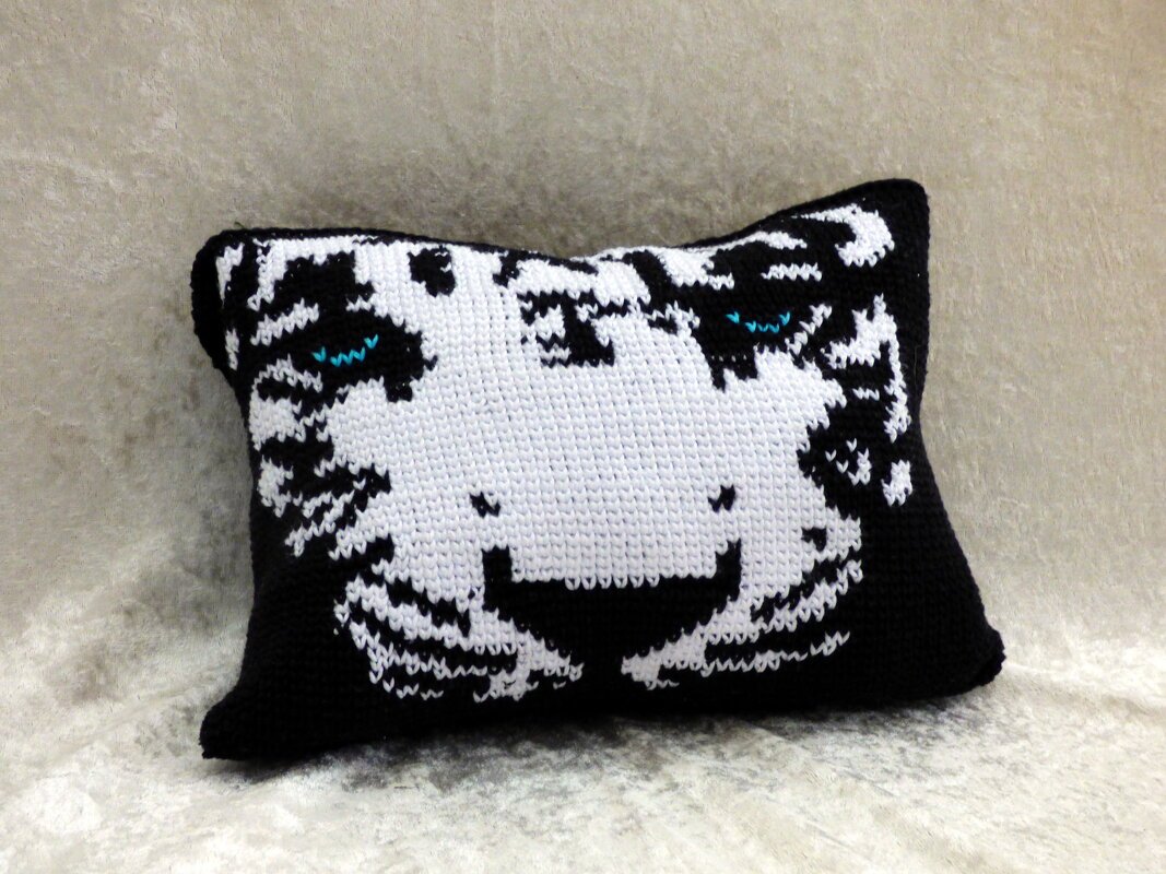 Häkelanleitung Kissen oder kleine Tasche mit weißem Tiger - Bild 3
