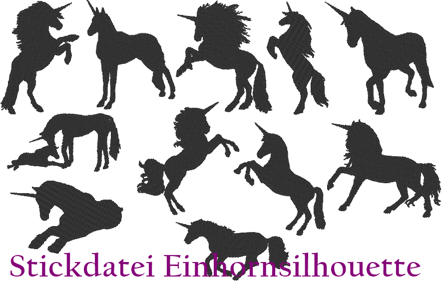 Einhorn Silhouetten Stickdatei