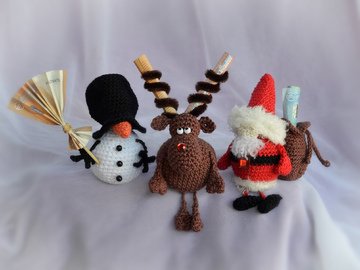 3er Set Geschenkeanhänger für Geldgeschenke Christbaumschmuck oder Deko Weihnachten