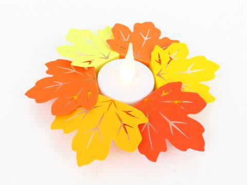 Teelichthalter – Bunte Herbstblätter – Bastelvorlagen und Anleitung