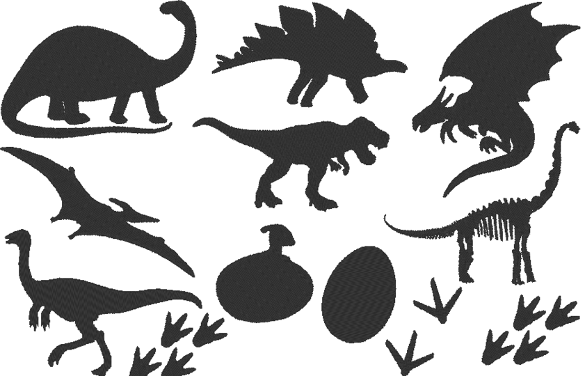 Dino Silhouetten Stickdatei