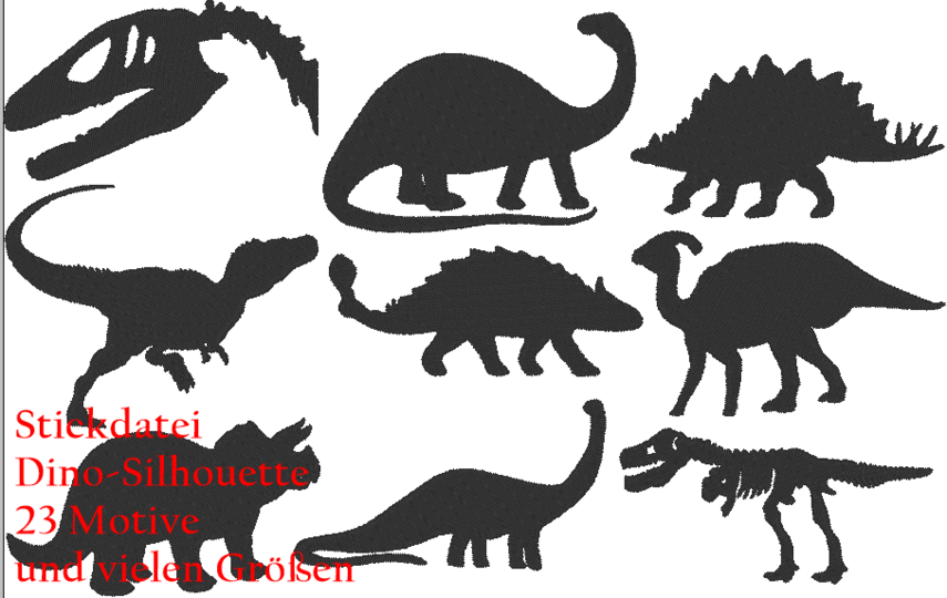 Dino Silhouetten Stickdatei