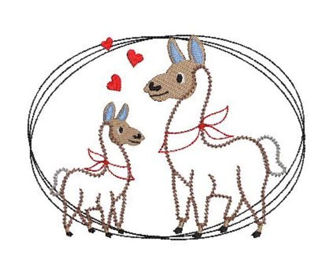 Stickdatei Lama Love für den 13x18cm Rahmen
