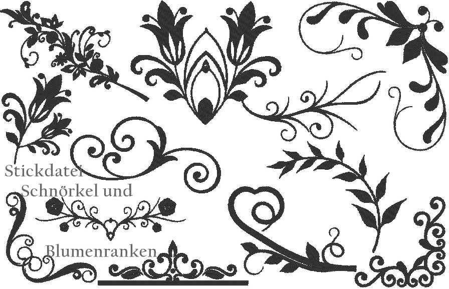 Blumenranken und Schnörkel Stickdatei