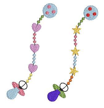 Stickdatei Schnullerkette 2er SET für den 10x10cm Rahmen