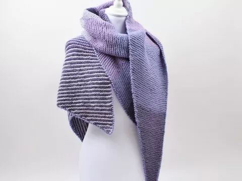Asymmetric shawl with stripes