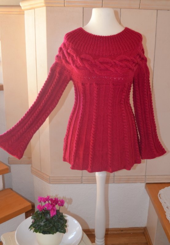 Strickanleitung * Damen Pullover mit Zopfmuster, Größe: M,L,XL - Bild 2