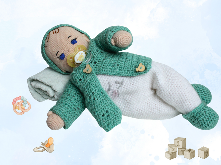 Crochet pattern baby doll Georgia - 13.7 inch tall doll with outfit