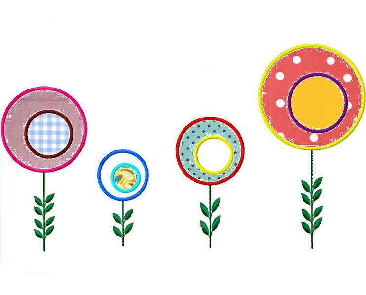 Stickdatei Blumen-Applikation in vier Größen