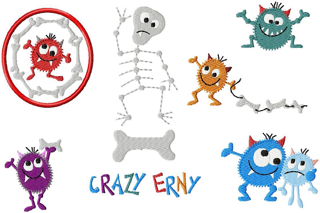 Stickdatei "Crazy Erny" Rahmen 10 cm x 10 cm