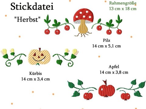Stickdatei "Ornamente Herbst" in zwei Größen