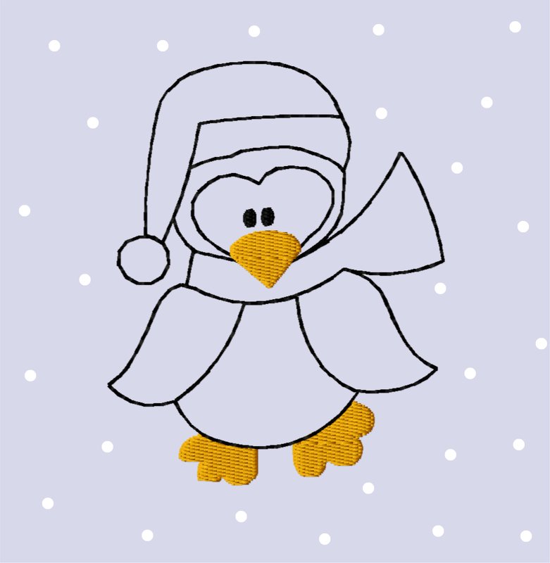 Stickdatei "Pinguin Redwork“ für den Rahmen 10 cm x 10 cm