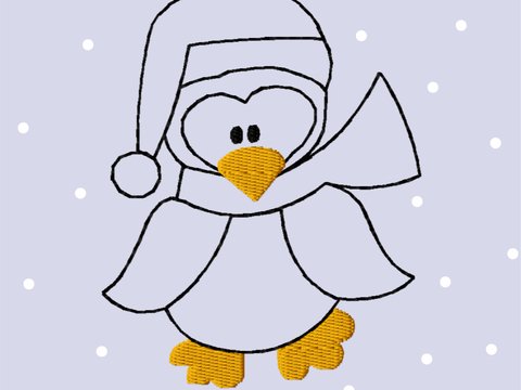 Stickdatei "Pinguin Redwork“ für den Rahmen 10 cm x 10 cm