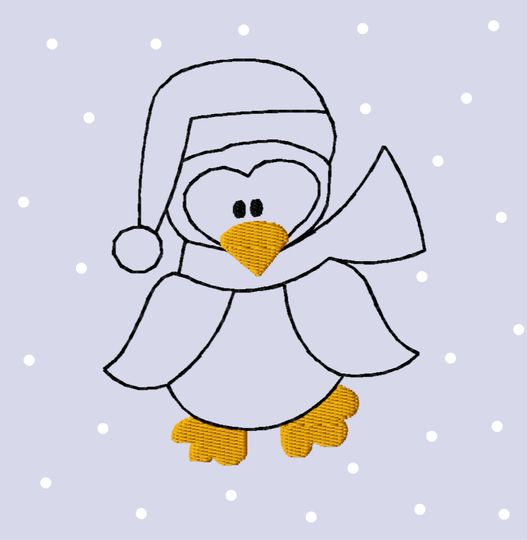 Stickdatei "Pinguin Redwork“ für den Rahmen 10 cm x 10 cm