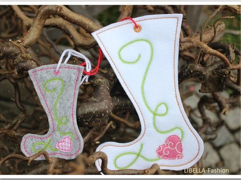 WeihnachtsStiefel - Anhänger Stickdatei 13x18