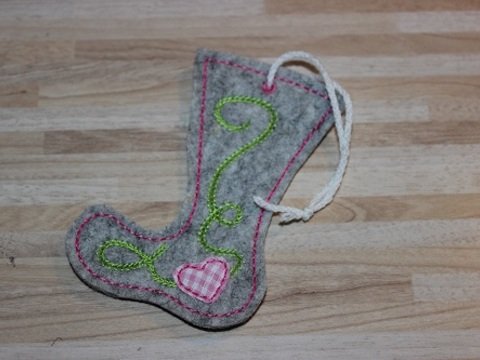 WeihnachtsStiefel - Anhänger Stickdatei 10x10
