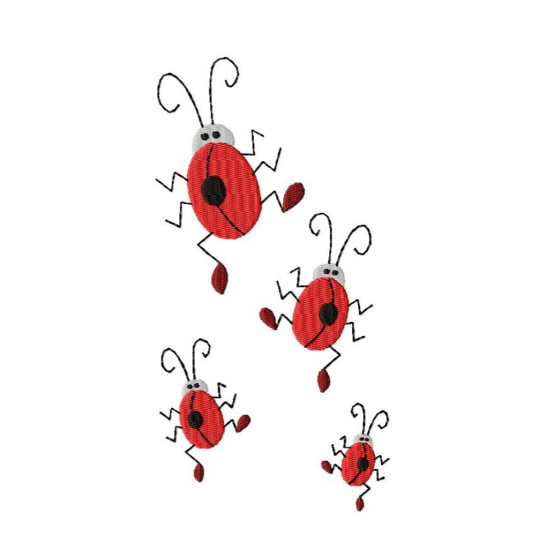 Stickdatei Marienkäfer in 4 Größen für den Rahmen 10 cm x 10 cm