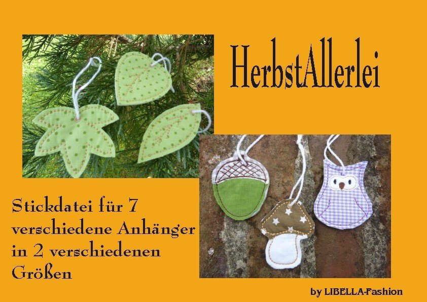 HerbstAllerlei -Stickdatei - Anhänger 10x10-er Rahmen
