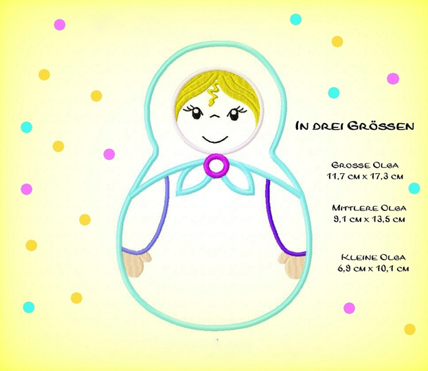 Stickdatei "Olga Applikation“ in drei Größen
