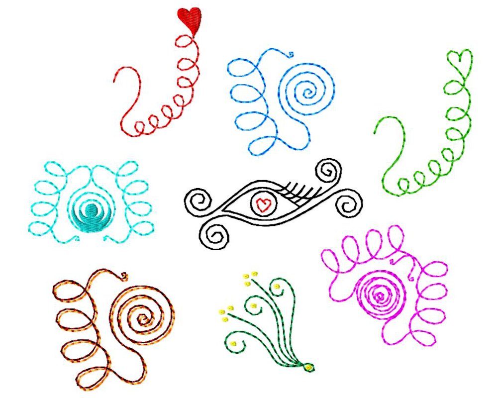 Stickdatei Wirbeleien für den Rahmen 10 cm x 10 cm