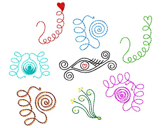 Stickdatei Wirbeleien für den Rahmen 10 cm x 10 cm