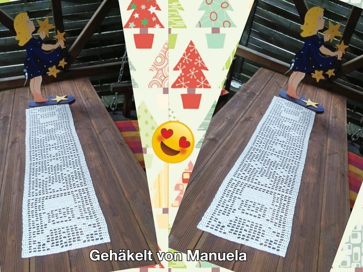 Häkeln / Tischband Schneemann + Bonus