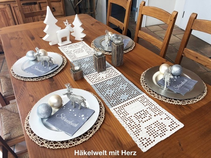 Häkeln / Tischband Schneemann + Bonus