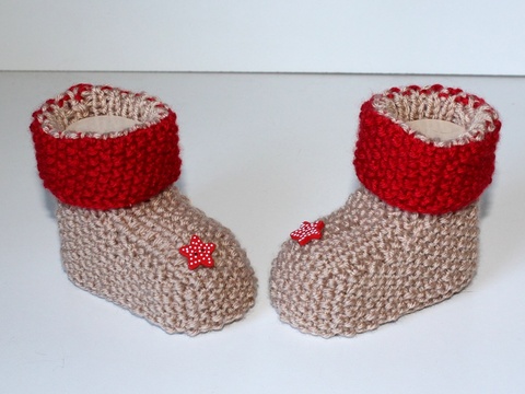 Strickanleitung Babyschuhe, Perlmuster, mit 2 Nadeln gestrickt, für Anfänger geeignet