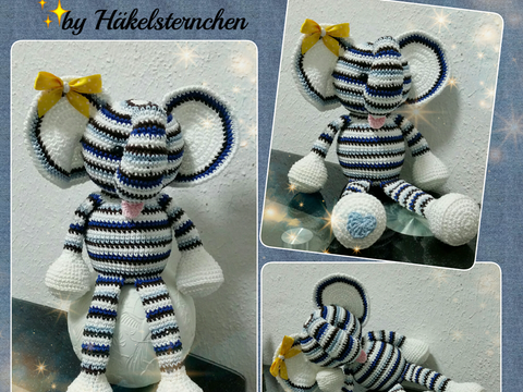 Häkelanleitung im PDF Format für Gute - Laune - Rüsselchen (kleiner Elefant)