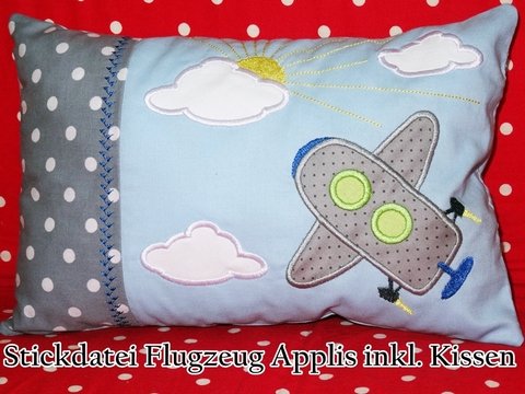 Flugzeug Applis + Kissen ITH
