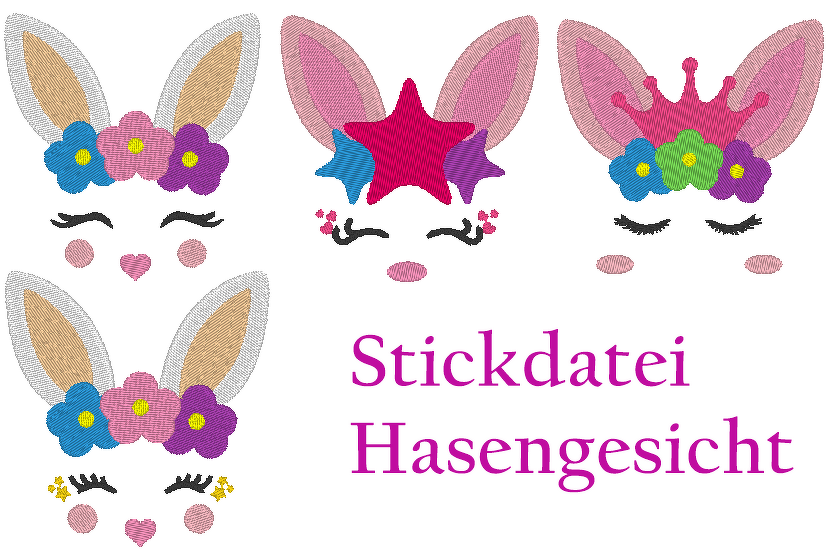 Hasen Gesichter Stickdatei