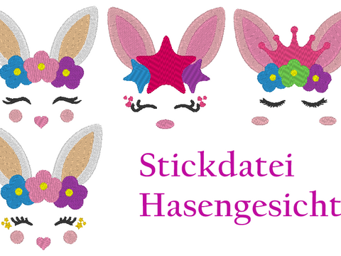 Hasen Gesichter Stickdatei