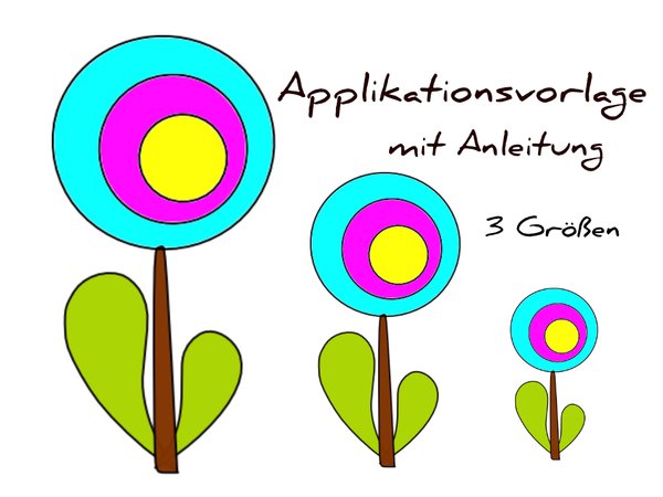 Applikationsvorlage Blume in drei Größen