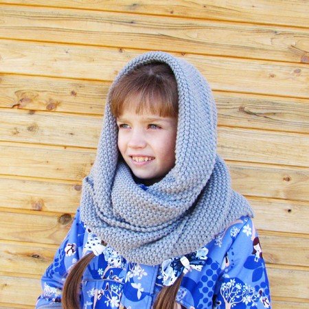 Scarf hooded knitting pattern, size for toddler, child, adult.