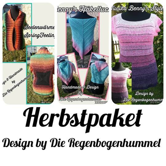 Herbstpaket Tunika Benny´s Style, Häkeltuch Benny und Seelenwärmer SpringFeeling
