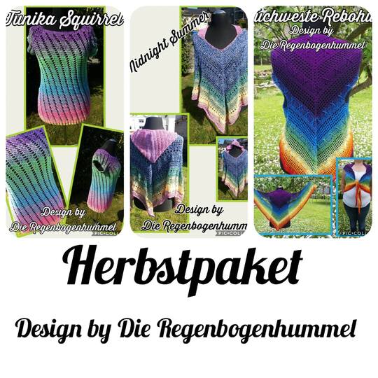 Herbstpaket Tunika Squirrel, Poncho Midnight Summer und Tuchweste rebohu