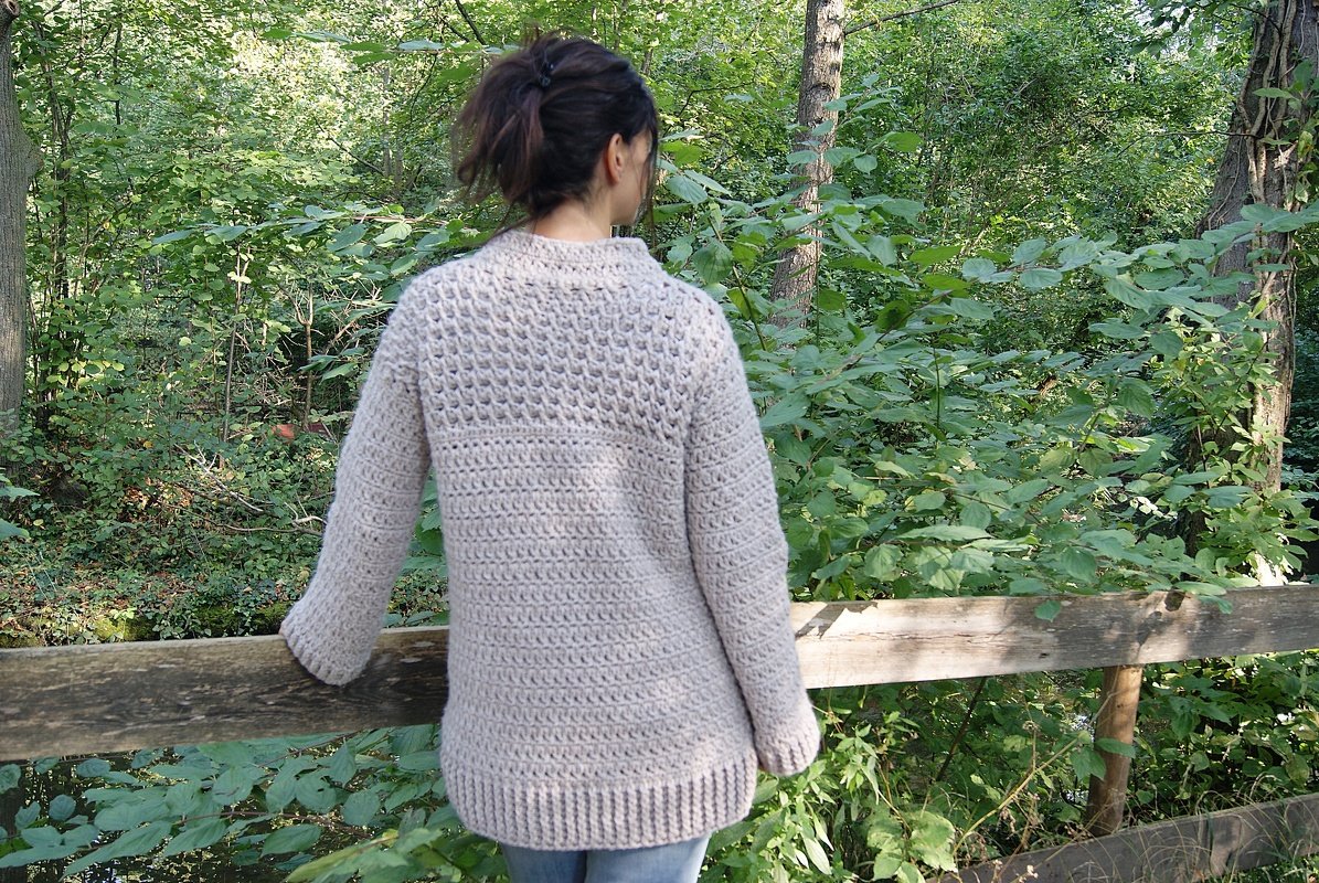 Häkelpullover NATUR (Oversize / Unisize - leicht an alle Größen anzupassen) - Bild 4