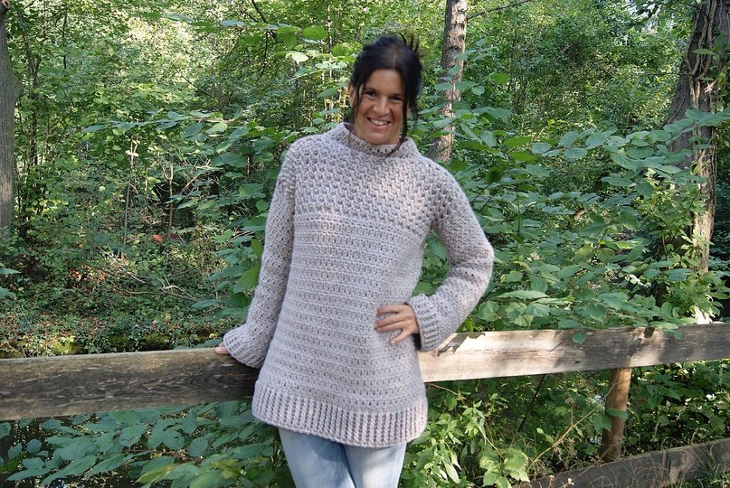 Häkelpullover NATUR (Oversize / Unisize - leicht an alle Größen anzupassen)