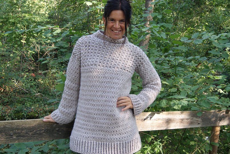Häkelpullover NATUR (Oversize / Unisize - leicht an alle Größen anzupassen)